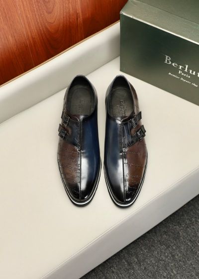 Berluti Black calfskin Leather Shoes-Berluti Man Business Leather Shoes